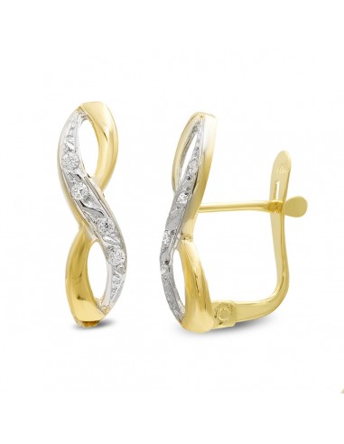 18K PENDIENTES ORO BICOLOR CIRCONITA 17X6 MM CIERRE CATALAN