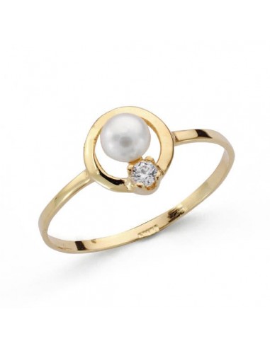 18K SORTIJA ORO AMARILLO COMUNION PERLA Y CIRCONITA