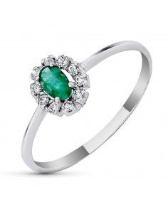 18K SORTIJA ORO BLANCO CUAJO CON PIEDRA FINA OVAL. ANCHO: 8X6 5 MM