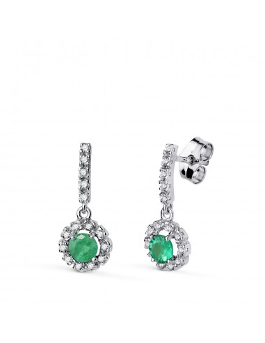 18K PENDIENTES ESMERALDA FINA Y CIRCONITAS PRESION