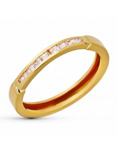 18K SORTIJA ORO AMARILLO CIRCONITAS CARRIL. ANCHO: 2 5 MM