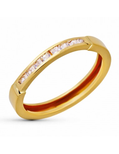 18K SORTIJA ORO AMARILLO CIRCONITAS CARRIL. ANCHO: 2 5 MM