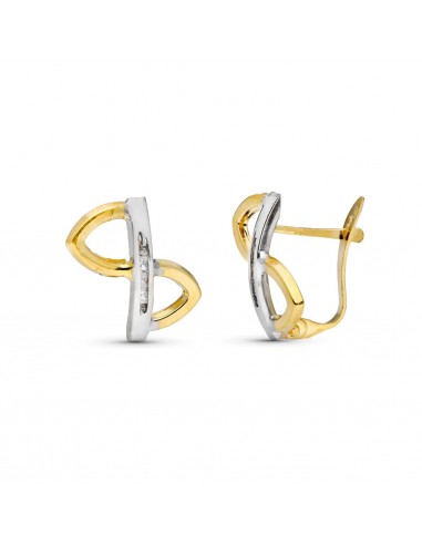 18K PENDIENTES BICOLOR CIRCONITA 14X11 MM CIERRE CATALAN