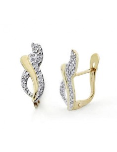 18K PENDIENTES ORO BICOLOR COMUNION CIRCONITA 14X5 MM CIERRE CATALAN