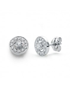 18K PENDIENTES ORO BLANCO CIRCONITA 8 MM CIERRE PRESION