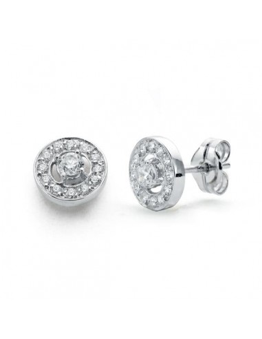 18K PENDIENTES ORO BLANCO CIRCONITA 8 MM CIERRE PRESION