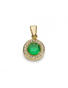 18K COLGANTE ORO AMARILLO PIEDRA VERDE 5MM CIRCONITA