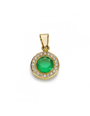 18K COLGANTE ORO AMARILLO PIEDRA VERDE 5MM CIRCONITA