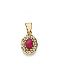 18K COLGANTE ORO AMARILLO PIEDRA ROJA MOTIVO 9X7 MM
