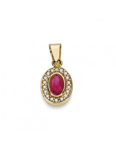 18K COLGANTE ORO AMARILLO PIEDRA ROJA MOTIVO 9X7 MM