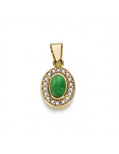 18K COLGANTE ORO AMARILLO PIEDRA VERDE MOTIVO 9X7 MM