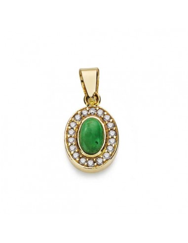 18K COLGANTE ORO AMARILLO PIEDRA VERDE MOTIVO 9X7 MM