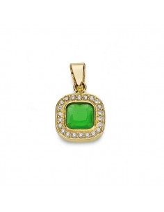 18K COLGANTE ORO AMARILLO PIEDRA VERDE Y CIRCONITA 9X9 MM