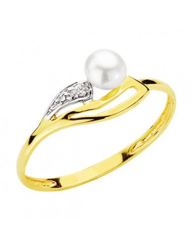 18K SORTIJA ORO AMARILLO CON CIRCONITAS Y PERLA DE 4MM. ANCHO: 7 MM
