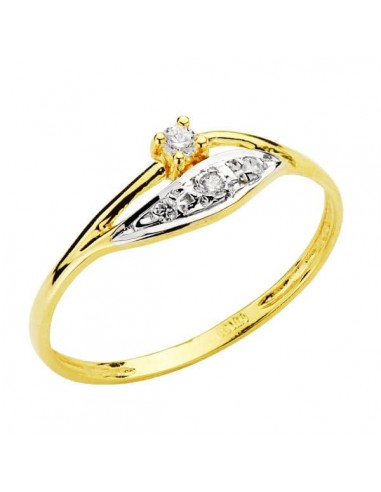 18K SORTIJA ORO BICOLOR CON CIRCONITAS