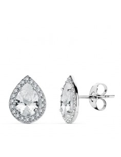 18K PENDIENTES ORO BLANCO CIRCONITA 10X8 MM CIERRE PRESION