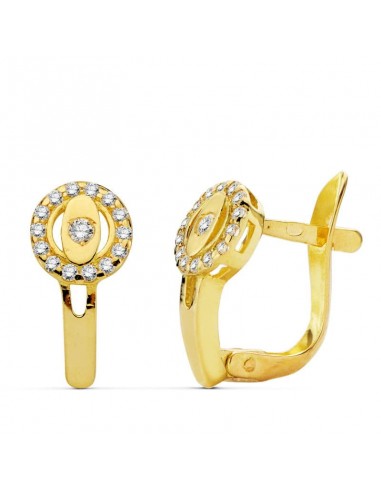 18K PENDIENTES ORO AMARILLO CIRCONITA 12X6 MM CIERRE CATALAN