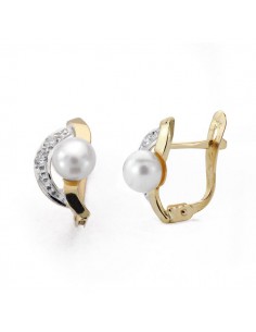 18K PENDIENTES COMUNION PERLA. 12 X 7 MM.