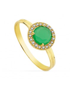 18K SORTIJA ORO AMARILLO MOTIVO REDONDO CIRCONITA VERDE 6 MM. ANCHO: 9 MM