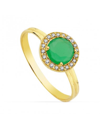 18K SORTIJA ORO AMARILLO MOTIVO REDONDO CIRCONITA VERDE 6 MM. ANCHO: 9 MM