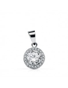 18K COLGANTE ORO BLANCO REDONDO CIRCONITA 9 MM