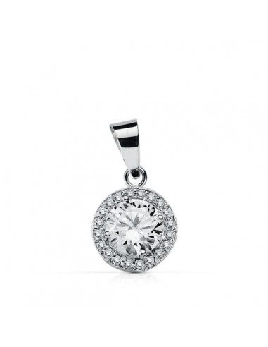 18K COLGANTE ORO BLANCO REDONDO CIRCONITA 9 MM