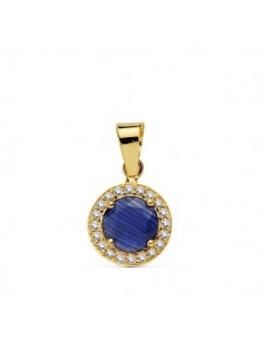 18K COLGANTE ORO AMARILLO PIEDRA AZUL 9 MMCIRCONITAS
