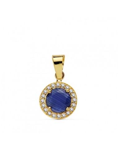 18K COLGANTE ORO AMARILLO PIEDRA AZUL 9 MMCIRCONITAS