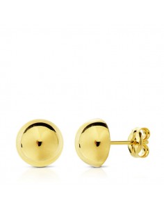 18K PENDIENTES ORO AMARILLO MEDIA BOLA LISA 8 MM. PRESIÓN