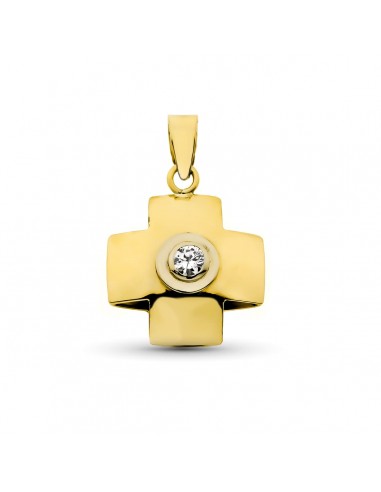 18K CRUZ ORO AMARILLO CON CIRCONITA 18X15 MM
