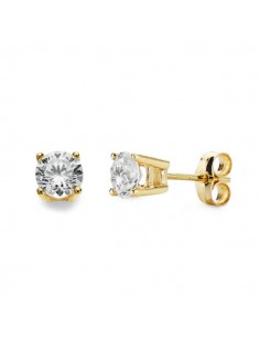 18K PENDIENTES GARRAS ORO AMARILLO CIRCONITA 5 MM CIERRE PRESION