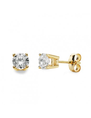 18K PENDIENTES GARRAS ORO AMARILLO CIRCONITA 5 MM CIERRE PRESION