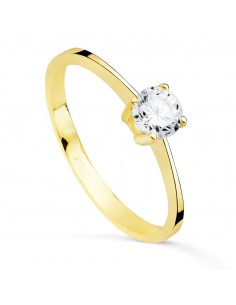 18K SOLITARIO ORO AMARILLO CUATRO GARRAS CON CIRCONITA 5 MM