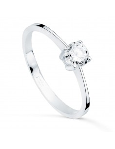 18K SOLITARIO ORO BLANCO CUATRO GARRAS CON CIRCONITA 5 MM