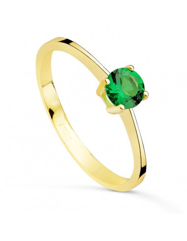 18K SOLITARIO ORO AMARILLO CON CIRCONITA VERDE 4 GARRAS DE 5 MM