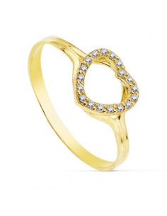 18K SORTIJA ORO AMARILLO CORAZON CON CIRCONITAS. ANCHO: 8 MM C. AMOR