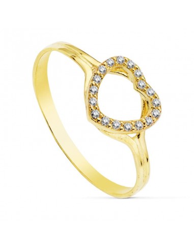18K SORTIJA ORO AMARILLO CORAZON CON CIRCONITAS. ANCHO: 8 MM C. AMOR