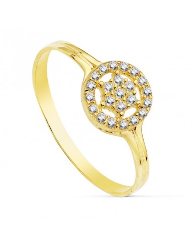 18K SORTIJA ORO AMARILLO MOTIVO REDONDO CALADO CON CIRCONITAS. ANCHO: 8 MM