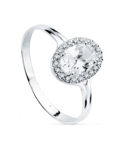 18K SORTIJA ORO BLANCO MOTIVO OVAL CON CIRCONITAS. MEDIDA: 10X8 MM