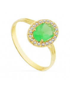 18K SORTIJA ORO AMARILLO CIRCONITA VERDE OVAL 7X5 MM. ANCHO: 10 MM