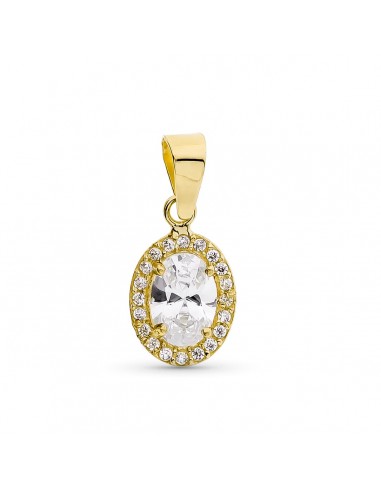 18K COLGANTE ORO AMARILLO OVAL CON CIRCONITA 10X8 MM