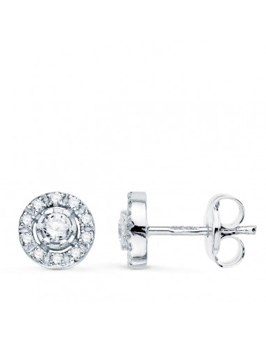 18K PENDIENTES ORO BLANCO REDONDO CON CIRCONITA 7 MM CIERRE PRESION