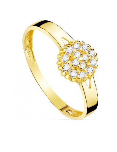 18K SORTIJA ORO AMARILLO CUAJO CON CIRCONITA 7X7 MM ANCHO CUERPO 2 5 MM