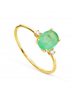 18K SORTIJA ORO AMARILLO PIEDRA CUARZO VERDE 8 X 6 MM. CUERPO: 1MM