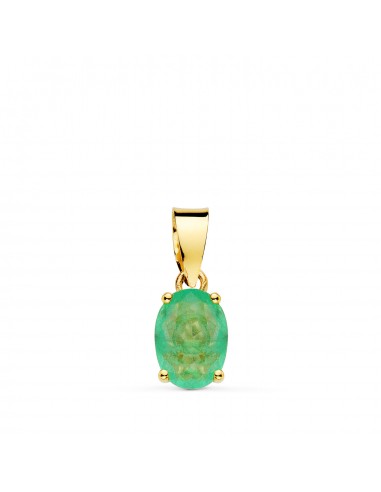 18K COLGANTE ORO AMARILLO GARRAS PIEDRA CUARZO VERDE 8 X 6 MM