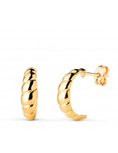 18K PENDIENTES ORO AMARILLO GALLONES EN BRILLO. MEDIDA: 15 X 5 MM. CIERRE PRESION
