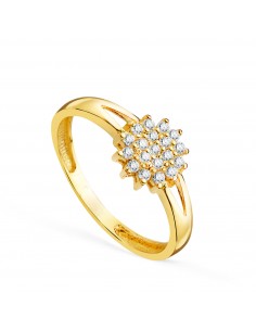 18K SORTIJA ORO AMARILLO CUAJO CON CIRCONITAS 7 5 MM.ANCHO CUERPO 2 MM