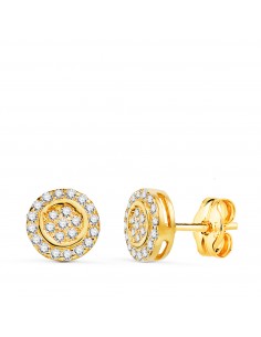 18K PENDIENTES ORO AMARILLO REDONDOS CON CIRCONITAS. MEDIDA: 7 MM. CIERRE PRESION
