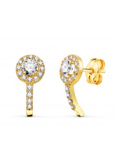 18K PENDIENTES ORO AMARILLO CUAJO CON CIRCONITAS. MEDIDA: 12 5 X 6 MM. CIERRE PRESION