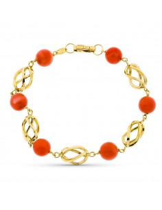 18K PULSERA ORO AMARILLO JAULA CORAL FINO JAPONES 8 MM 19CM